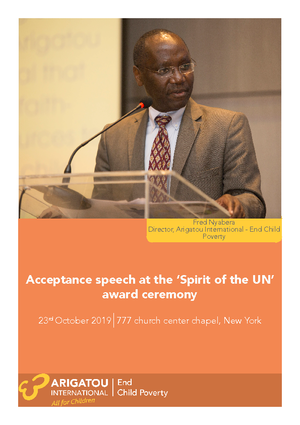 Spirit of the UN Award Speech Statement Image